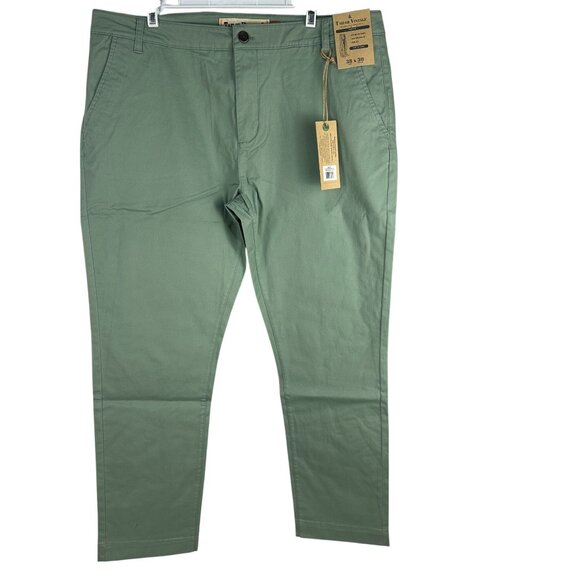 Tailor Vintage Mens Slim Fit Chinos Green Pants 38x30 Stretch Fabric - Picture 1 of 9